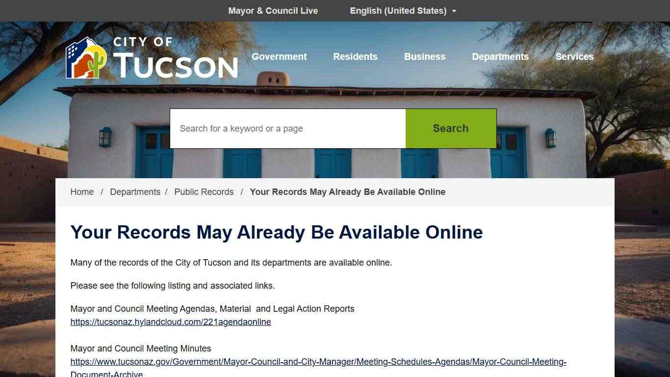 Your Records May Already Be Available Online City of Tucson